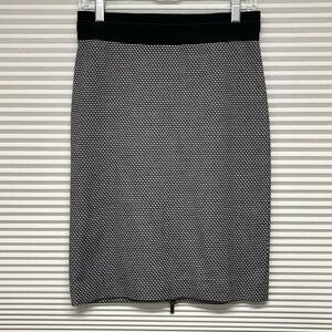BCBGMaxAzria Black Tweed Houndstooth Zipper Back Pencil Skirt Size Small